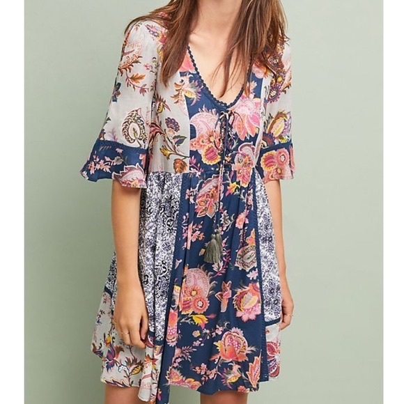 Anthropologie Dresses & Skirts - Lilka Anthropologie Trapeze Dress Patchwork Swing Maxi Floral Farm Rio Maeve